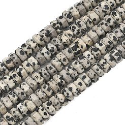 天然石ダルメシアンジャスパービーズ連売り  六角平石ビーズ  6x7x3.5mm  穴：0.9mm  約108~109個/連  14.96~15.04''（38~38.2センチメートル）&nbsp;G-L654-I01-01