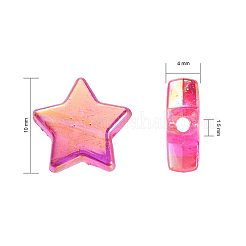 環境に優しい透明アクリルビーズ  スター  ABカラー  淡いバイオレットレッド  10x4mm  穴：1.5mm  約100個/袋&nbsp;TACR-YW0001-01E
