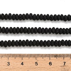 天然溶岩岩ビーズ連売り  ロンデル  4x1.5mm  穴：0.7mm  約155個/連  14.96''（38センチメートル）&nbsp;G-L635-A25-4x2mm