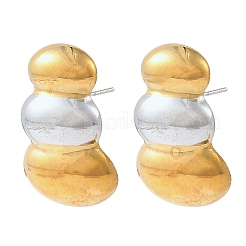ツートンカラーの304ステンレススチールスタッドピアス  オーバル  ゴールデン·ステンレス鋼色  26.5x18.5mm&nbsp;SA-G001-02GP