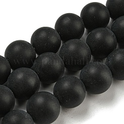 染色・加熱された天然黒瑪瑙ビーズ連売り  艶消し  ラウンド  10mm  穴：1mm  約19個/連  7.4インチ&nbsp;G-P088-14-10mm