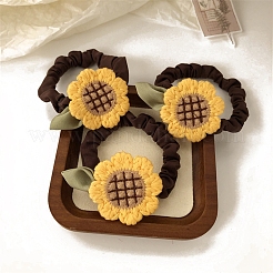 布の毛ネクタイ  女性の女の子のためのヘアアクセサリー  花  ゴールド  60mm&nbsp;PW-WGD1538-01
