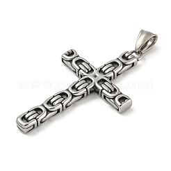 316サージカルステンレススチール製ビッグペンダント  クロスチャーム  宗教  アンティークシルバー  55x32.5x4.5mm  穴：4.5x7mm&nbsp;STAS-Z073-67AS-04