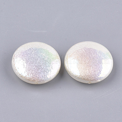 アクリルパール調ビーズ  ABカラー  フラットラウンド  貝殻色  24.5x8.5mm  穴：1.5mm&nbsp;X-OACR-S024-10