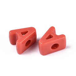 オペークアクリルヨーロピアンビーズ  大穴ビーズ  文字a  鮭色  21x17.5x13.8mm  穴：6mm  196個/ 500g&nbsp;OACR-M027-01A-06