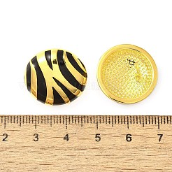 真鍮エナメルスタッドピアス  ゼブラストライプスタイル  18KGP本金メッキ  フラットラウンド  20mm&nbsp;EJEW-B120-02G-02