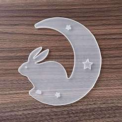 三日月の動物の大きなペンダントの DIY シリコン型  レジン型  UVレジン用  エポキシ樹脂ジュエリー作り  ウサギの模様  123x116x3.5mm  穴：6.5x7mm&nbsp;DIY-F125-06