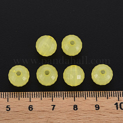 透明なアクリルビーズ  染め  多面カット  ラウンド  きいろ  9.5x9.5mm  穴：2mm  約970個/500g&nbsp;TACR-S153-42E-05