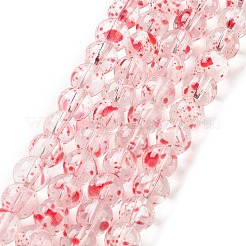 ベーキングペイント透明ガラスビーズ連売り  ラウンド  レッド  8mm  穴：1.2mm  約102個/連  30.24''（76.8センチメートル）&nbsp;DGLA-R053-02D
