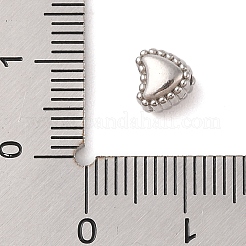 変色しない304ステンレススチールビーズ  ステンレス鋼色  ハート  6x6.5x5mm  穴：1.6mm&nbsp;STAS-M061-02P-01