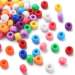 レジンヨーロピアンビーズ  大きな穴バレルビーズ  ミックスカラー  8x5~6mm  穴：4mm&nbsp;RESI-YW0001-34M