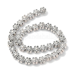チベットスタイルの花の合金ビーズ連売り  鉛フリー＆カドミウムフリー＆ニッケルフリー  アンティークシルバー  6.5x4.5mm  穴：1mm  約35個/連  8インチ&nbsp;X-TIBEB-O007-13-NR