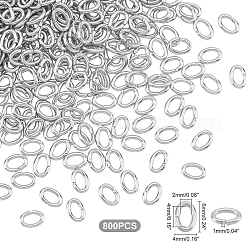 304ステンレススチールオープン丸カン800個  オーバル  ステンレス鋼色  18ゲージ  6x4x1mm  内径：2x4mm&nbsp;STAS-DC0006-47
