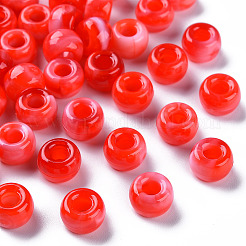 アクリルヨーロピアンビーズ  天然石風  大穴ビーズ  ロンデル  ミックスカラー  11x8mm  穴：5mm  約650個/500g&nbsp;MACR-S375-002B-M