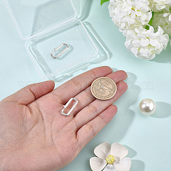 スターリングシルバースプリングリング留め金2個925個  長方形  銀  22x9x2.5mm  内径：18x4mm&nbsp;STER-WR0001-08