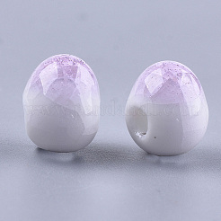 手作りの陶器ビーズ  クラックルビーズスタイル  オーバル  プラム  9.5~10.5x12~13x10.5mm  穴：2.5~3mm&nbsp;PORC-S498-21B