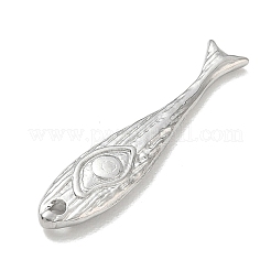 304ステンレスペンダント  目玉飾りの魚  ステンレス鋼色  36.5x7.5x3mm  穴：1.6mm&nbsp;SA-CBA22DE-02P-05
