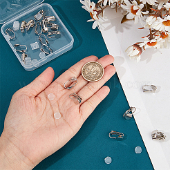 真鍮クリップオンイヤリング金具20個  フラットラウンドイヤリングのセッティング  プラスチックパッド20個付き。  プラチナ  17x8x8mm  トレイ：8mm&nbsp;KK-SP0001-22P