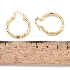 女性のための真鍮のフープピアス  ラウンド  18KGP本金メッキ  29.5x25x3.5mm&nbsp;KK-CBA4112-03G