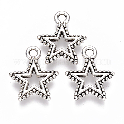 合金のチベット風チャーム  スター  カドミウムフリー＆鉛フリー  アンティークシルバー  18x15x2mm  穴：2mm  約1030個/1000g&nbsp;TIBEP-S319-092AS-RS