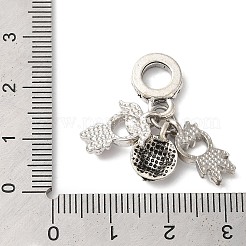 ラックメッキ合金ライトローズラインストーンヨーロピアンダングルチャーム  大きな穴のフットボールと男の子と女の子のペンダント（エナメル加工）  カドミウムフリー＆ニッケルフリー＆鉛フリー  プラチナ  29mm  穴：5mm&nbsp;PALLOY-S189-17P