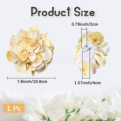 多花弁の花の布ブローチ  鉄パーツ  ライトカーキ  190~195x185~187mm&nbsp;JEWB-CN0001-14C