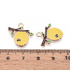 合金エナメルチャーム  ゴールドカラー  ゴールド  ハニカム  18.5x18x1mm  穴：1.8mm&nbsp;ENAM-T022-61A