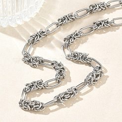 女性用6mm 304ステンレススチール製ビザンチンチェーンネックレス  変色なし  ステンレス鋼色  17.32インチ（44cm）&nbsp;NJEW-G201-05P