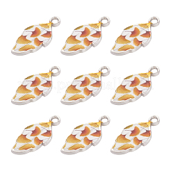合金エナメルチャーム  イチョウの葉模様のある葉  プラチナ  カラフル  21.5x10x2mm  穴：2mm  2個/セット&nbsp;LS-PALLOY-TAC0009-25P-E