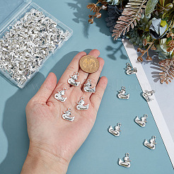チベット風アロイペンダント90個  カドミウムフリー＆鉛フリー  アヒル  アンティークシルバー  18.5x15.5x3.5mm  穴：2mm&nbsp;FIND-ME0002-46