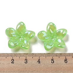 ABカラーメッキアクリルビーズ  グリッターパウダー付き  花  ライム  23x7mm  穴：2mm&nbsp;X-OACR-G034-01B
