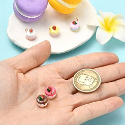 5本5色合金エナメルペンダント  ケーキチャーム  ゴールドカラー  ミックスカラー  10.5x10.5mm  穴：1.6mm  1pc /カラー&nbsp;ENAM-CJ0007-63