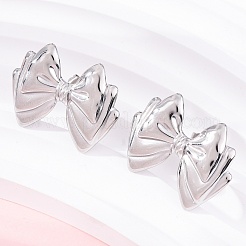 女性用304ステンレススチールスタッドピアス  蝶結び  ステンレス鋼色  20x26mm&nbsp;EJEW-K306-07P