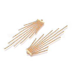 真鍮タッセル大きなペンダント  ボールチェーン付き  ニッケルフリー  18KGP本金メッキ  62x11x1mm  穴：1mm&nbsp;KK-T038-132G