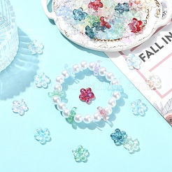 180色ベーキングペイント透明ガラスビーズ9個  5  - 花びらの花  グリッターパウダー付き  ミックスカラー  12~12.5x12.5~13x3.5~4mm  穴：1.2~1.4mm  約20PCS /カラー&nbsp;DGLA-YW0001-69