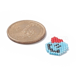 3色の手作りシードビーズ  織機模様  心を込めて笑顔  ミックスカラー  15x17x1.8mm  穴：0.7mm  1pc /カラー&nbsp;PALLOY-MZ00070