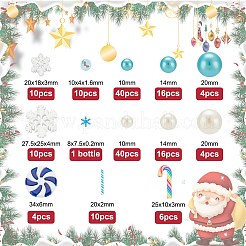クリスマスの花瓶詰め物  プラスチック製の丸いビーズとグリッターを含む  ポリマークレイ キャンディケイン ビーズ＆カボション  ロリポップ & スノーフレーク レジン カボション  ターコイズ&nbsp;DIY-BC0009-70