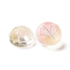 透明なスプレー塗装ガラスビーズ  まんじゅうの形  ピンク  12x8mm  穴：1.2mm&nbsp;GLAA-I050-09K