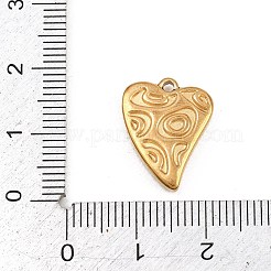 304ステンレスペンダント  渦巻き模様のハートチャーム  ゴールドカラー  17x13.5x3mm  穴：1.5mm&nbsp;STAS-L313-01B-G