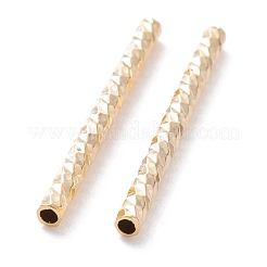 真鍮製チューブビーズ  長持ちメッキ  多面的なチューブ  24KGP本金メッキ  25x2mm  穴：1.2mm&nbsp;KK-Y003-77A-G