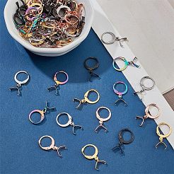 45個 5色 304ステンレススチール フレンチフックピアス金具  アイスピックピンチベイル付き  ミックスカラー  22mm  ピン：0.65x0.8mmと0.6mm  9個/カラー&nbsp;STAS-NB0001-74