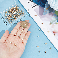真鍮コードエンド100個  エンドキャップ  長持ちメッキ  コラム  24KGP本金メッキ  5x4mm  穴：1.8mm  内径：3mm&nbsp;KK-CN0002-60