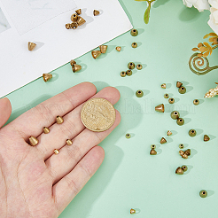 50個 5種類の真鍮コードエンド  エンドキャップ  ゴールドカラー  4x3mm  穴：1.4~1.8mm  10個/スタイル&nbsp;KK-FH0008-21