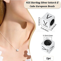 スターリングシルバービーズ  キューブ  ヨーロッパのビーズ  V字  6x6x6mm  穴：4.5mm&nbsp;STER-WH20009-04V-P