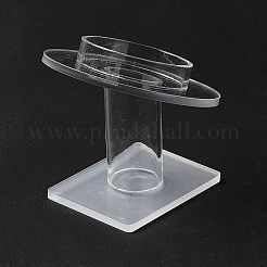 アクリル シングル ブレスレット ディスプレイ ライザー スタンド  フラットラウンド  透明  トレイ：50mm  7.95x7.75x7.45cm&nbsp;BDIS-P004-01B
