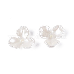 Absプラスチック模造真珠ビードキャップ  3  - 花びらの花  ホワイト  11x11.5~12x3.5~4mm  穴：1.4~1.5mm&nbsp;KY-Q004-02B