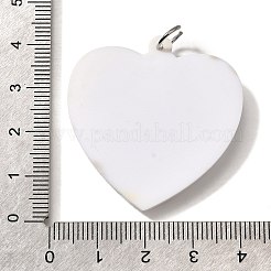 印刷されたアクリルパーツ  ハートとマグパイ  プラチナアイアンループ付き  ホワイト  39.5x37.5x2mm  穴：5.5mm&nbsp;FIND-B045-01