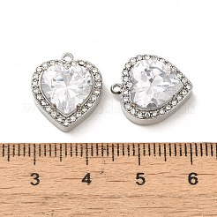 304ステンレスペンダント  ガラスとラインストーン付き  ハートチャーム  透明  16x14x5.7mm  穴：1.4mm&nbsp;STAS-L022-081P-03