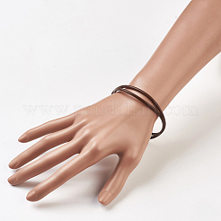 レザーコードラップブレスレット/ネックレス  2ループ  304ステンレススチール製マグネット式ネジ留め具付き  ミックスカラー  16.7インチ（42.5cm）  3mm&nbsp;BJEW-JB03920-M
