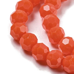 不透明ガラスビーズスタンド  ファセット（32ファセット）  ラウンド  レッド  4mm  穴：0.7mm  約87~93個/連  32~33cm&nbsp;EGLA-A035-P4mm-D03